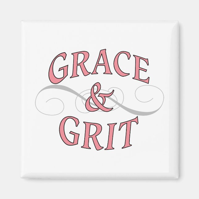 Grace & Grit in Pink and Grey Magnet (Front)
