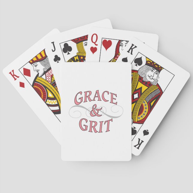 Grace & Grit in Pink and Grey Playing Cards (Back)