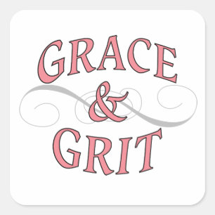 Grace & Grit in Pink and Grey Square Sticker
