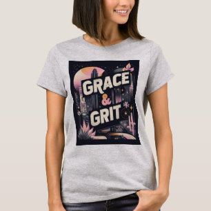 Grace & Grit Modern Black Pink Typo T-Shirt
