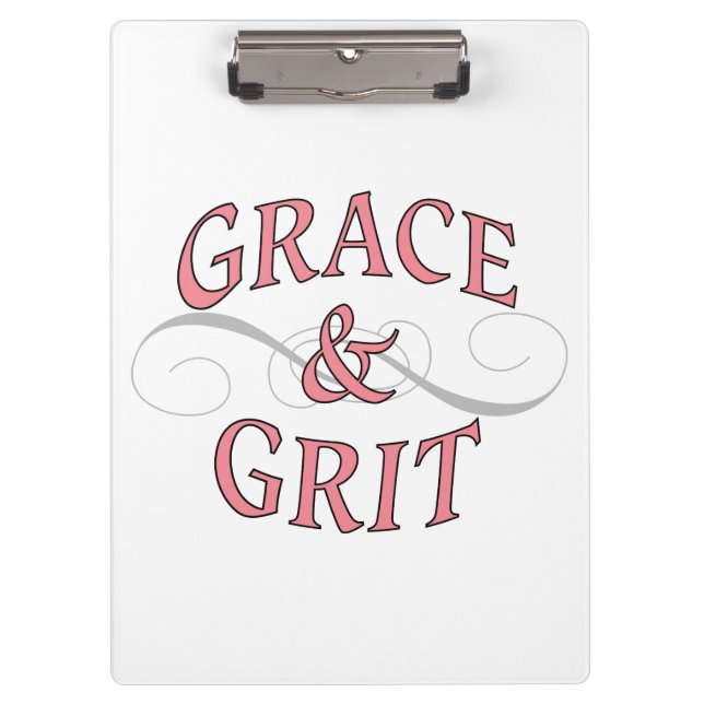 Grace & Grit Words in Pink & Grey Clipboard (Front)