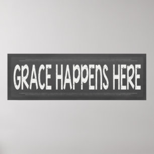 Grace Happens Here Christian Chalkboard  Look Sign