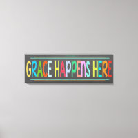 Grace Happens Here Colourful Christian Chalkboard