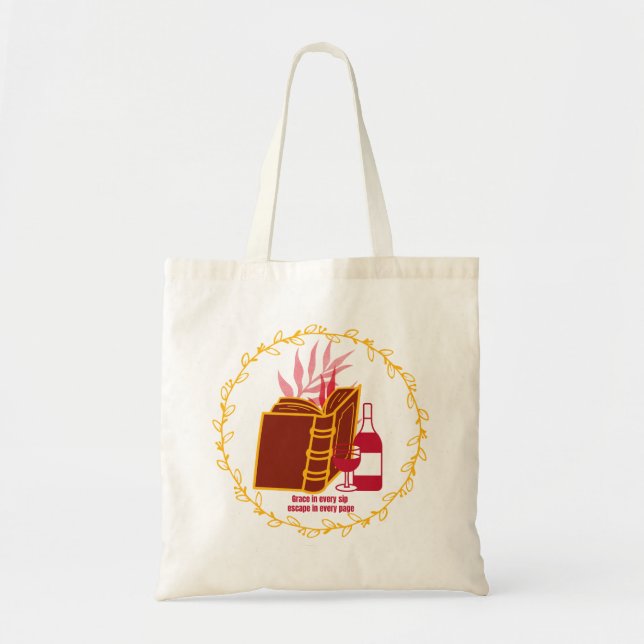 Grace in every sip, Escape in every page Tote Bag (Front)