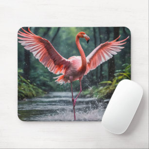 Grace in Flight: The Pink Flamingos Riverdance Mouse Mat