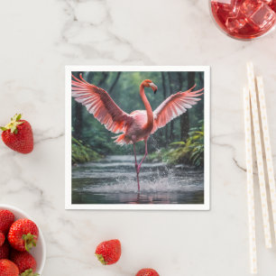 Grace in Flight: The Pink Flamingos Riverdance Napkin