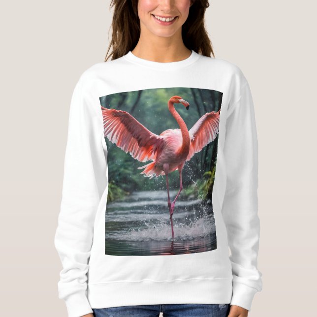 Grace in Flight: The Pink Flamingos Riverdance Sweatshirt (Front)