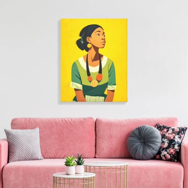 Grace in Green and Gold Canvas Print (Insitu(LivingRoom))