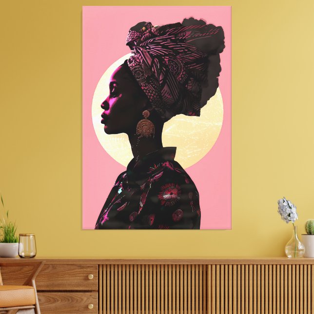 Grace in Pink: African Heritage Muse Canvas Print (Insitu(LivingRoom))