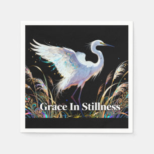 "Grace In Stillness" Fantasy Egret Napkin