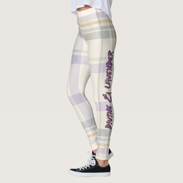 Grace Ivory & Lavender Luxe Plaid Pattern Vol 72 Leggings (Left)