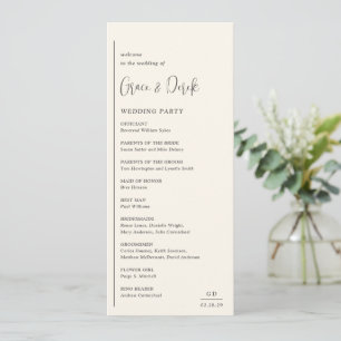 Grace Ivory Modern Wedding Programme
