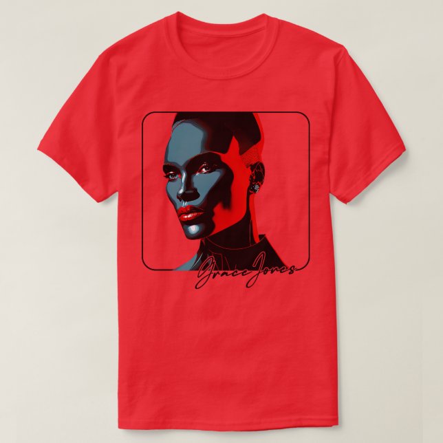 Grace Jones 80s Style Aesthetic Design T-Shirt (Design Front)
