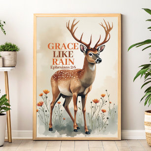 Grace Like Rain Boho Christian Wall Art Print