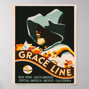 Grace Line Vintage Travel Poster