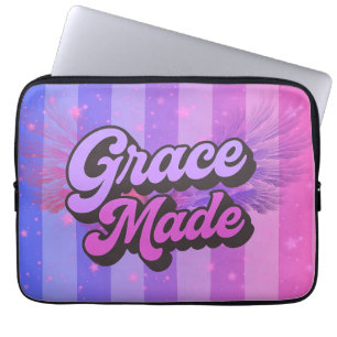 Grace Made Purple and Pink Christian Faith Laptop Sleeve
