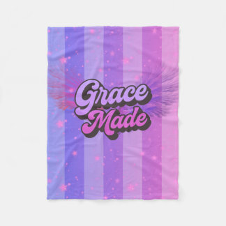 Grace Made Retro Pink and Purple Christian Faith Fleece Blanket