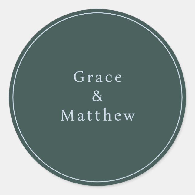 GRACE Modern Blue/Teal Wedding Envelope Seal (Front)