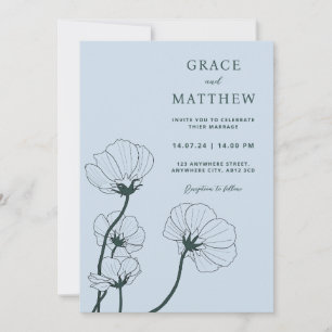 GRACE Modern Botanical Mist Wedding Invitation