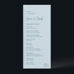 Grace Muted Blue Modern Wedding Programme<br><div class="desc">Modern wedding program featuring a simple and minimal geometric design with a vertical line along the left side with your details in left alignment. Your names are in a handwriting script for an elegant touch. In the bottom right corner is your two initial monogram over a small horizontal line. The...</div>