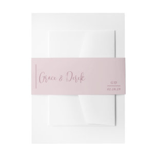 Grace Muted Pink Modern Wedding Invitation Belly Band
