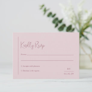 Grace Muted Pink Modern Wedding RSVP Card