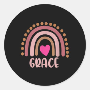 Grace Name Cute Personalised Heart Love Rainbow Classic Round Sticker