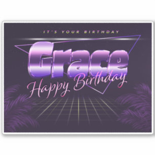 Grace Name First name lila retro Sticker Birthday