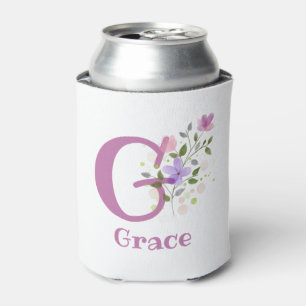 Grace Name with a Floral Design Can Cooler