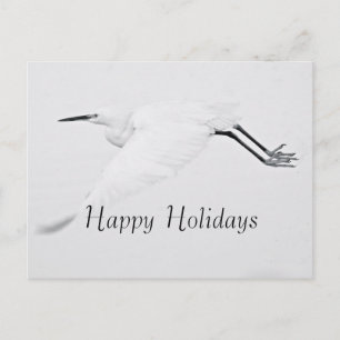 Grace of an Egret Happy Holidays Holiday Postcard