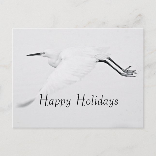 Grace of an Egret Happy Holidays Holiday Postcard (Front)