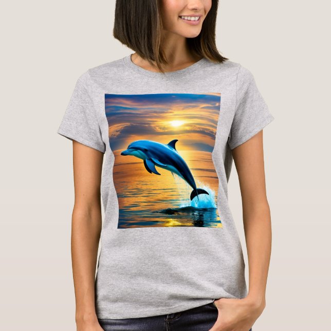 Grace of the Ocean: A Dolphin’s Glide T-Shirt (Front)