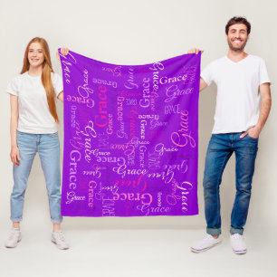 Grace personalised short name purple pink blanket