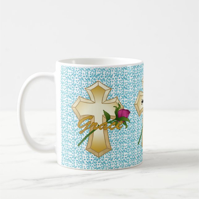 Grace Rose Christian Cross mug (Left)
