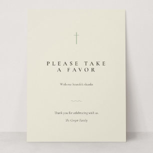 Grace Sage Minimal Cross Take a Favour Table Sign