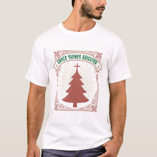Grace Shines Brighter - Christian Christmas Tree T-Shirt