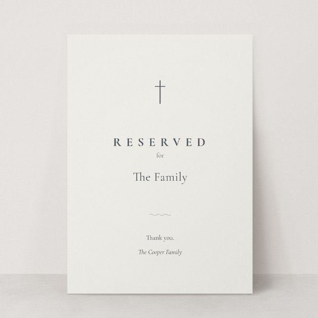 Grace Stone Christian Cross Reserved Seating Sign (Grace | Stone - Reserved Seating Card)