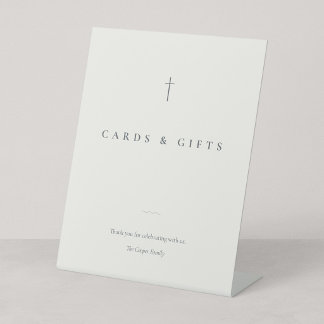 Grace Stone Minimal Cross Cards & Gifts Table Pedestal Sign