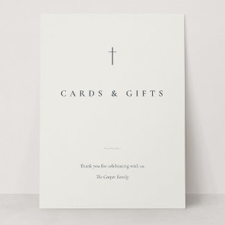 Grace Stone Minimal Cross Cards & Gifts Table Sign