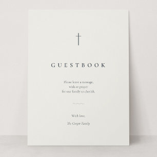 Grace Stone Minimal Cross Guest Book Table Sign