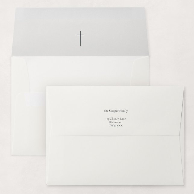 Grace Stone Religious Cross Baptism Invitation Envelope (Grace | Stone - Minimalist Cross Baptism Invitation Envelope)