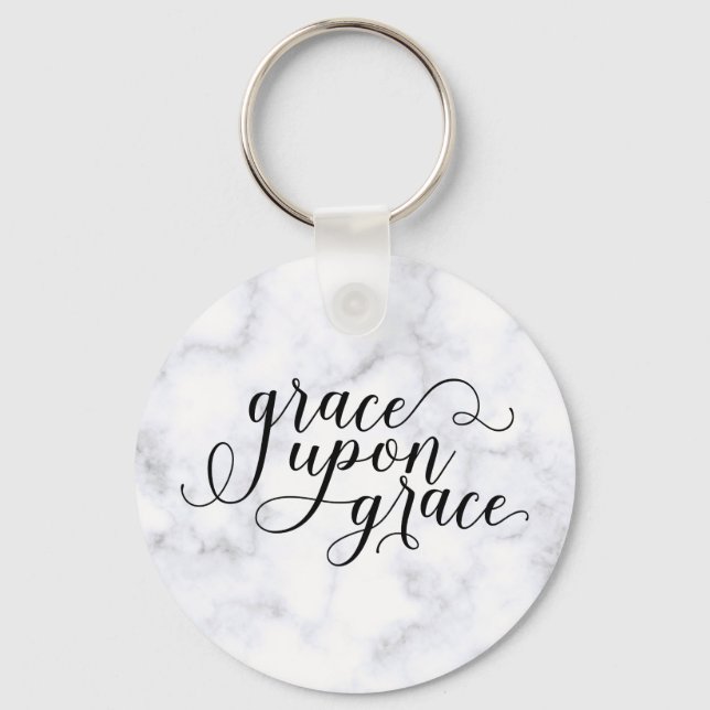 Grace Upon Grace Christian Quote Encouraging Gift Key Ring (Front)