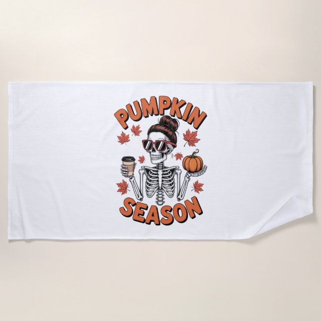 Grace Upon Grace Fall Pumpkin Beach Towel (Front)