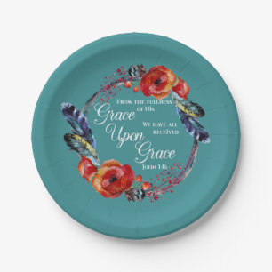 Grace Upon Grace  John 1:16 Scripture Paper Plate