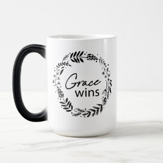 Grace Wins Black Wreath Magic Mug
