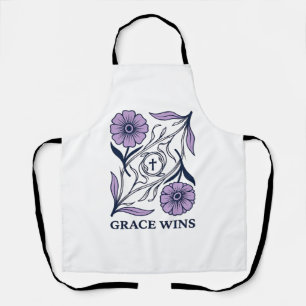 Grace Wins Floral Christian Vintage Engraving Tee_ Apron