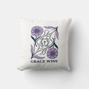 Grace Wins Floral Christian Vintage Engraving Tee_ Cushion