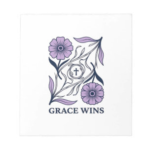 Grace Wins Floral Christian Vintage Engraving Tee_ Notepad