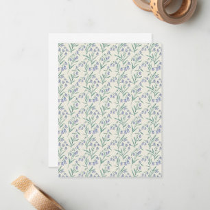 Graceful 1940s Vintage Bluebell & Muted Teal Card