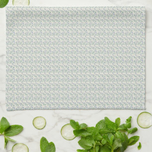 Graceful 1940s Vintage Bluebell & Muted Teal Tea Towel